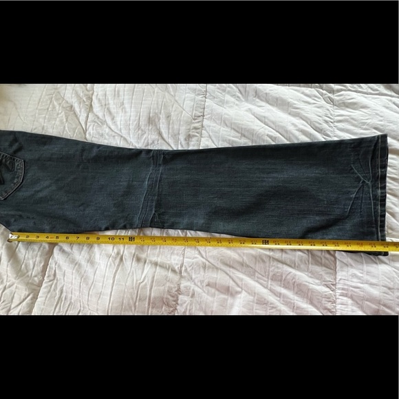 David Kahn Niki 818 Medium Wash Distressed Mid Rise Flare Leg Denim Jeans - Picture 15 of 16